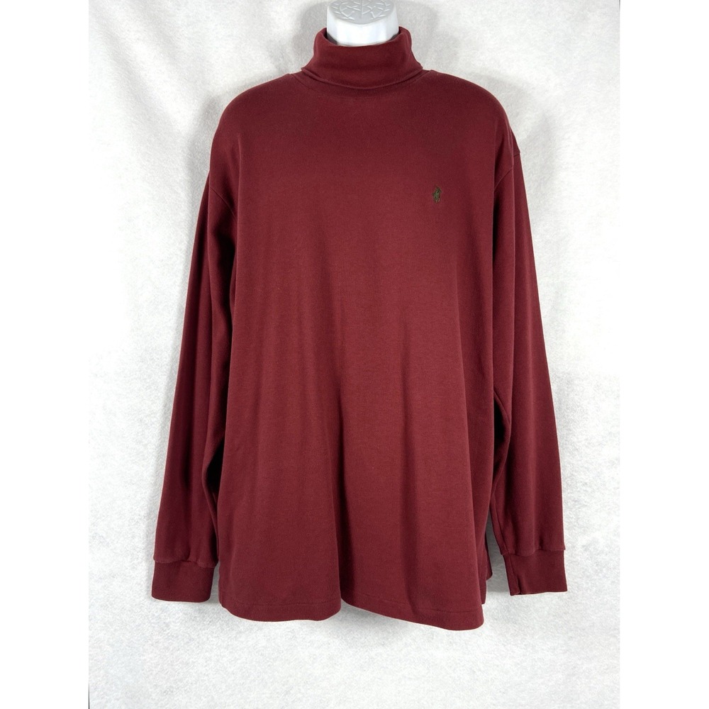 Vintage Polo Ralph Lauren Mens Turtleneck Shirt XL Burgundy Y2K USA Made